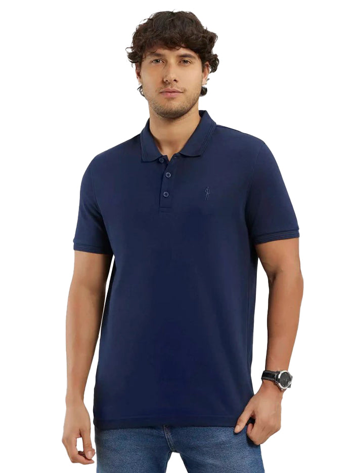 Men's Super Combed Cotton Rich Solid Half Sleeve Navy Polo T-Shirt