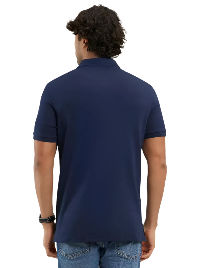 Men&#39;s Super Combed Cotton Rich Solid Half Sleeve Navy Polo T-Shirt