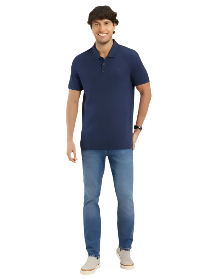 Men&#39;s Super Combed Cotton Rich Solid Half Sleeve Navy Polo T-Shirt