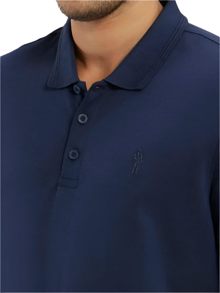 Men&#39;s Super Combed Cotton Rich Solid Half Sleeve Navy Polo T-Shirt
