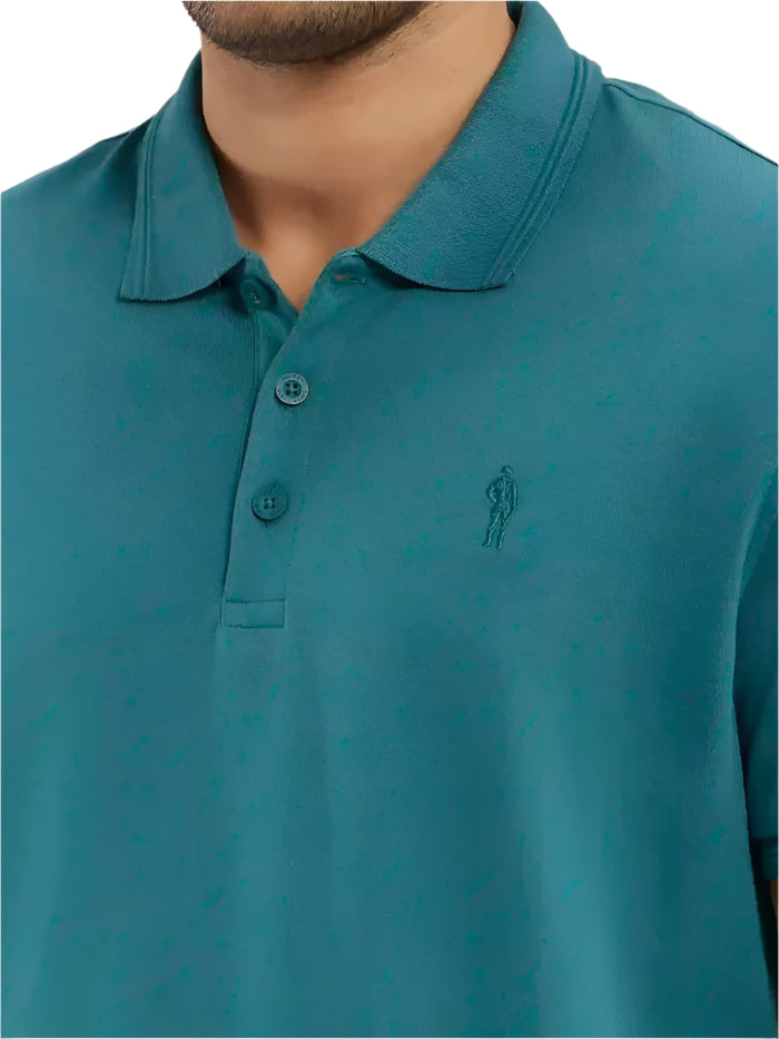 Men&#39;s Super Combed Cotton Rich Solid Half Sleeve Pacific Green Polo T-Shirt
