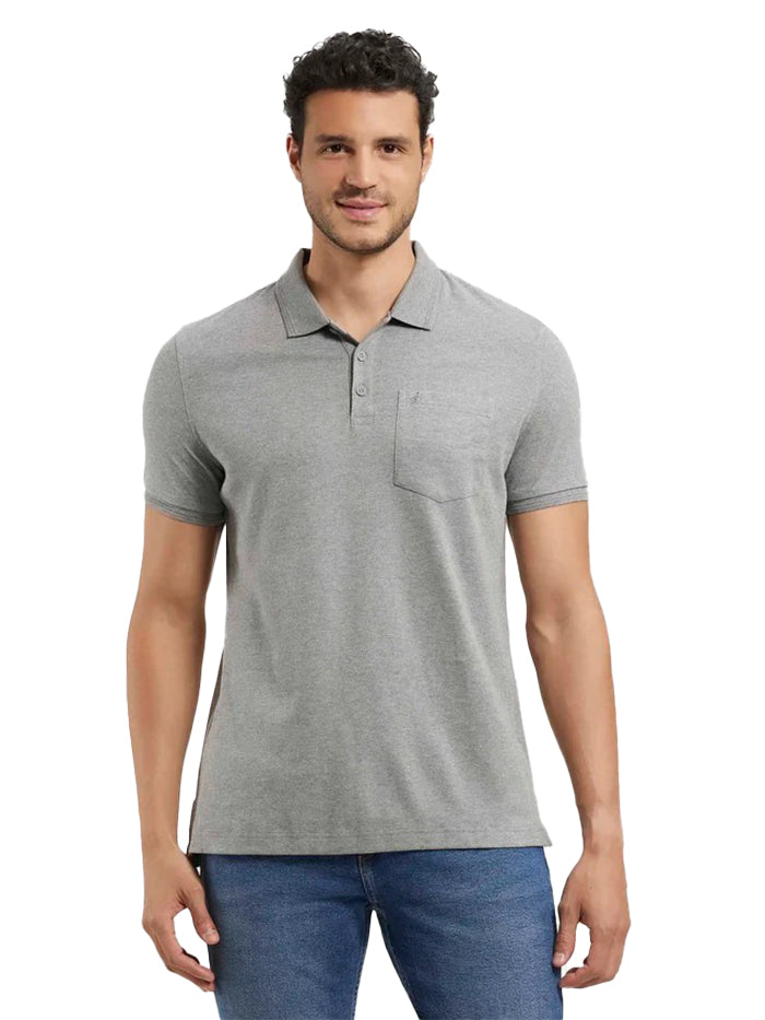 Men's Half Sleeve Mid Grey Melange Polo T-Shirt