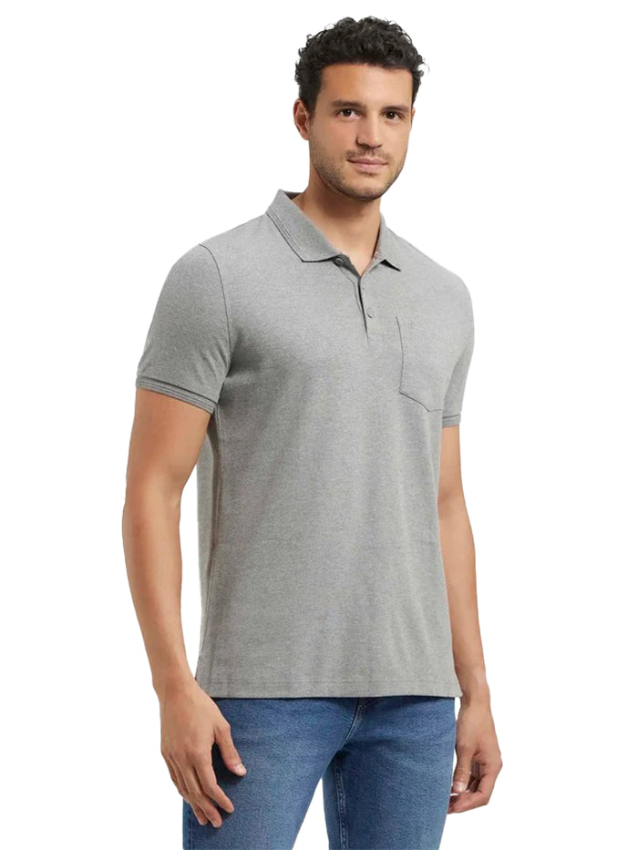 Men's Half Sleeve Mid Grey Melange Polo T-Shirt