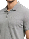 Men&#39;s Half Sleeve Mid Grey Melange Polo T-Shirt