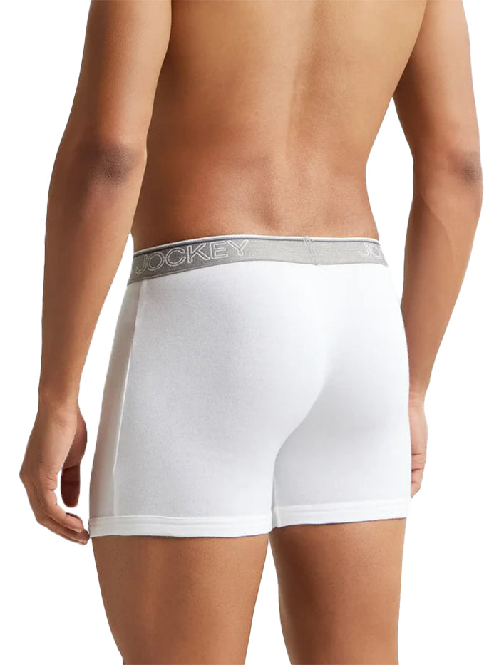 Men&#39;s Super Combed Cotton Rib Solid Boxer Brief with Ultrasoft and Durable Waistband - White