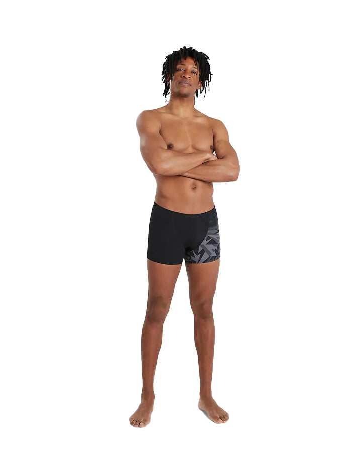 Speedo Men's Allover V-Cut Aquashort Black Grey - 8097349023