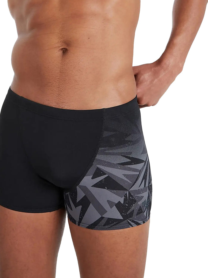 Speedo Men's Allover V-Cut Aquashort Black Grey - 8097349023