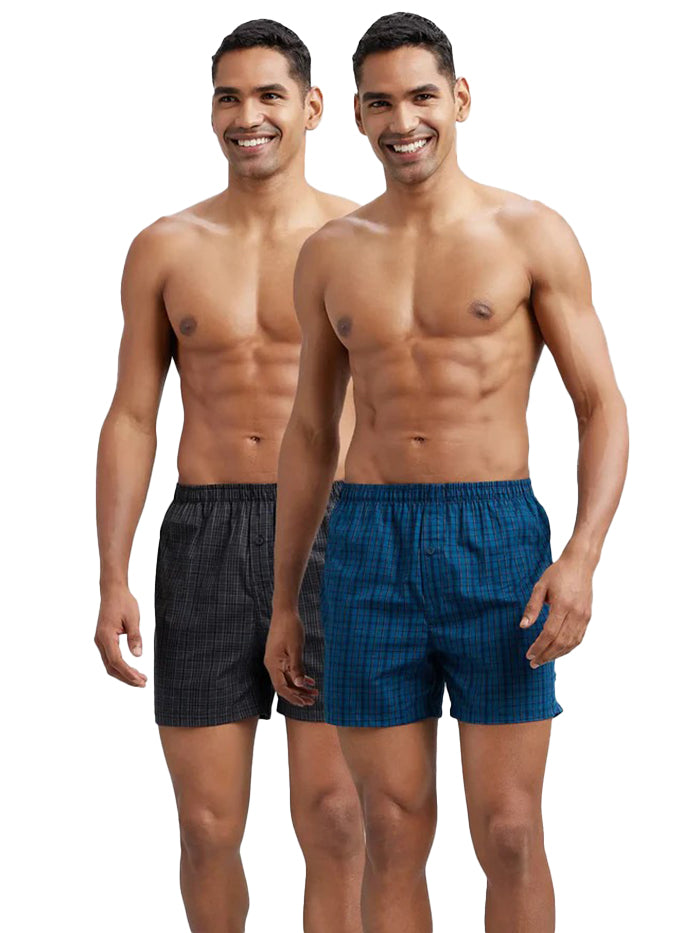 Men&#39;s Print Super Combed Mercerized Cotton Woven Striped Inner Boxers (Pack of 2)