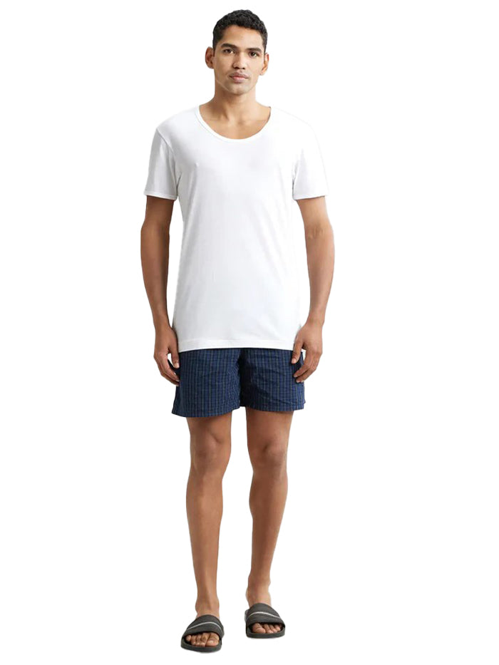 Men&#39;s Super Combed Cotton Round Neck Half Sleeved White Vest