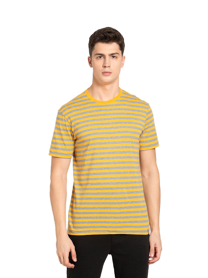 Men's Cotton Striped Round Neck Half Sleeve T-Shirt