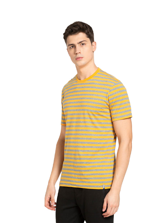 Men's Cotton Striped Round Neck Half Sleeve T-Shirt