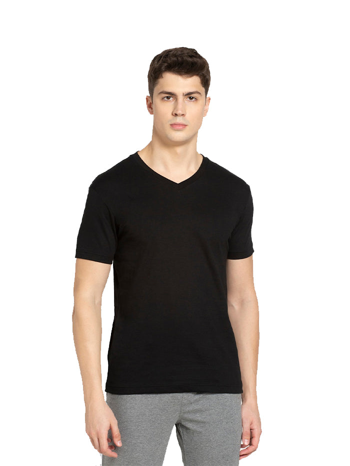 Men's Black Combed Half Sleeve T-Shirt