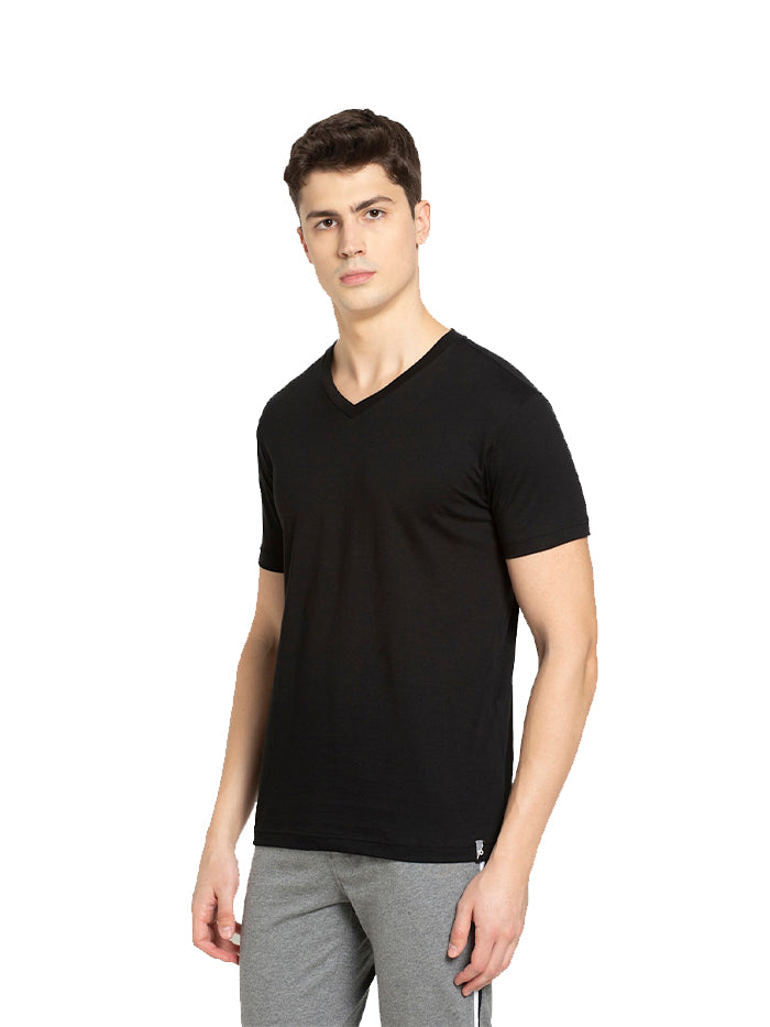 Men's Black Combed Half Sleeve T-Shirt