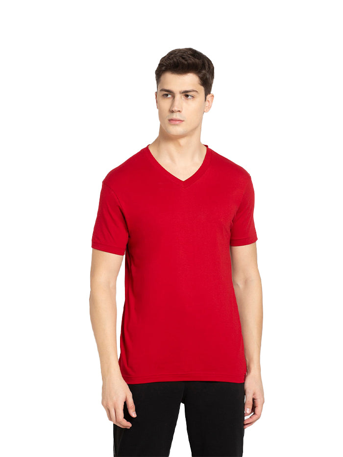 Men's Red Cotton Half Sleeve T-Shirt