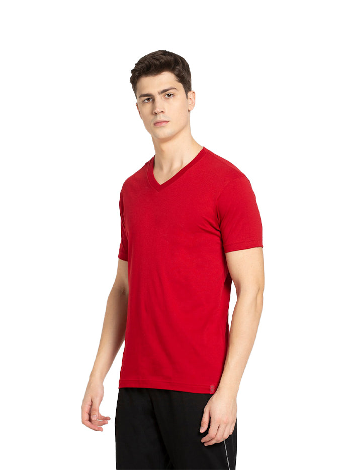 Men&#39;s Red Cotton Half Sleeve T-Shirt