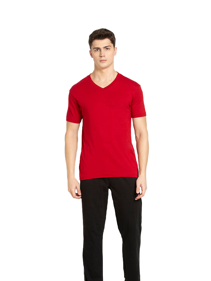 Men's Red Cotton Half Sleeve T-Shirt