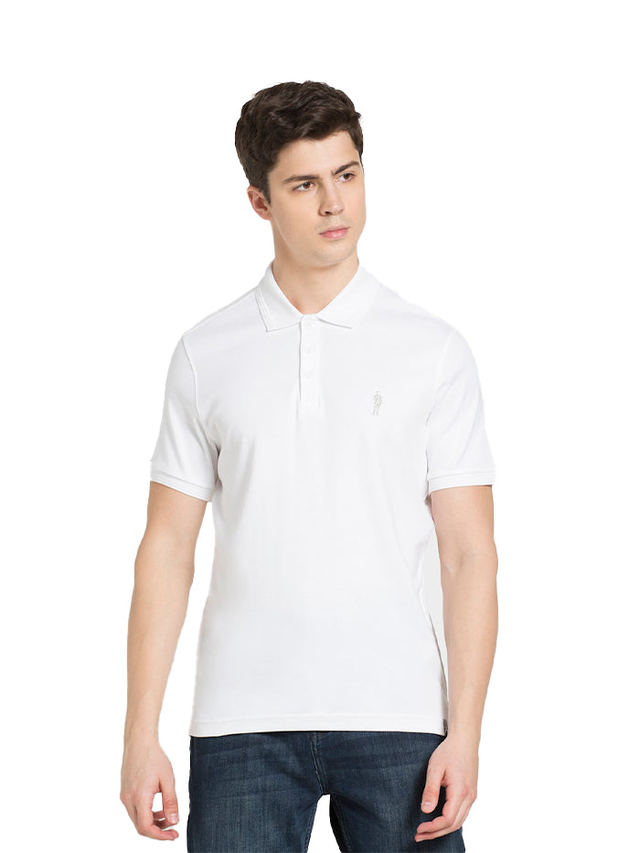 Men's White Cotton Polo T-Shirt