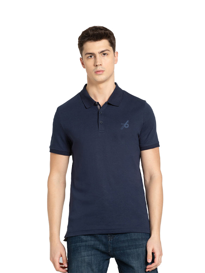 Men's Navy Cotton Half Sleeve Polo T-Shirt
