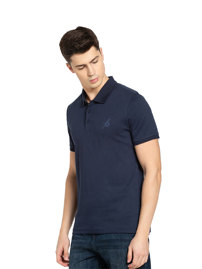 Men&#39;s Navy Cotton Half Sleeve Polo T-Shirt