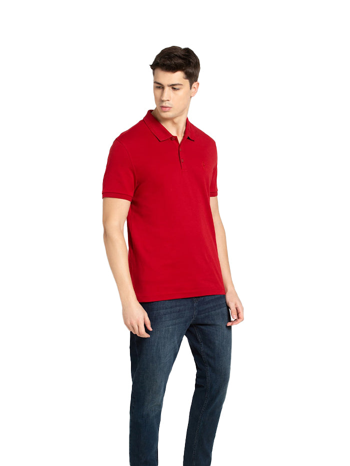 Men's Shanghai Red Cotton Polo T-Shirt