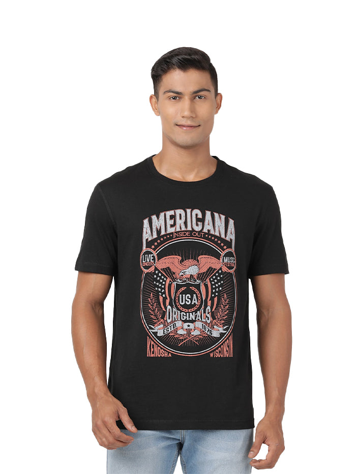 Men's Black print T-Shirt