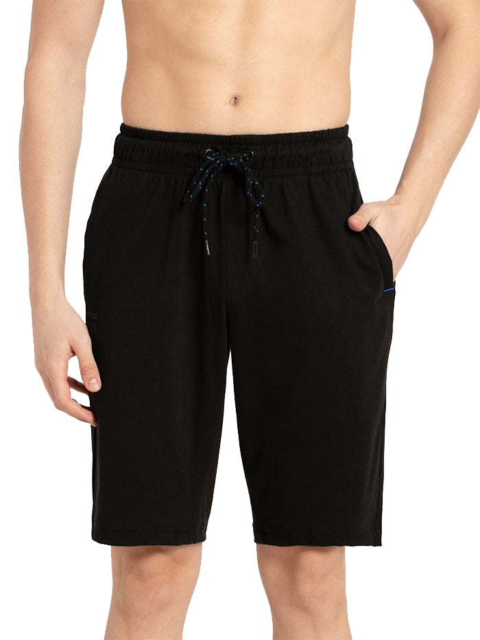 Men's Black Super Combed Cotton Straight Fit Solid Shorts