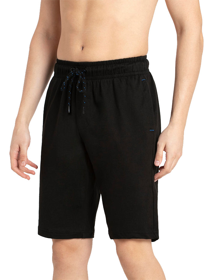 Men's Black Super Combed Cotton Straight Fit Solid Shorts