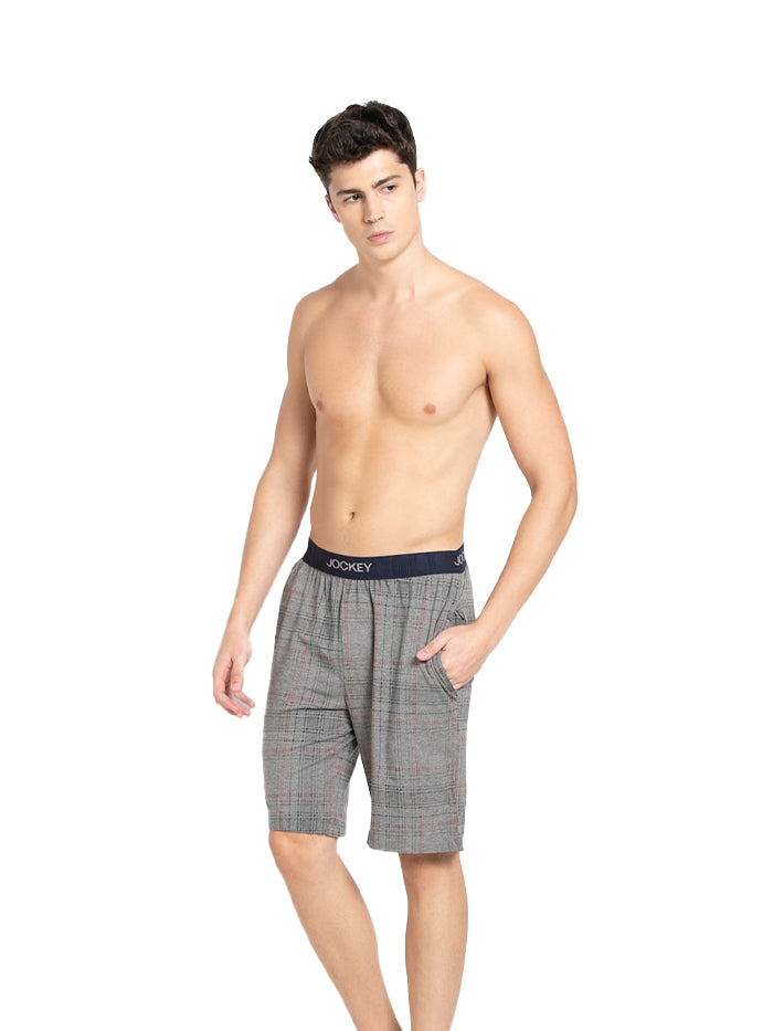 Men's Cotton Regular Fit Checkered Sleep Shorts