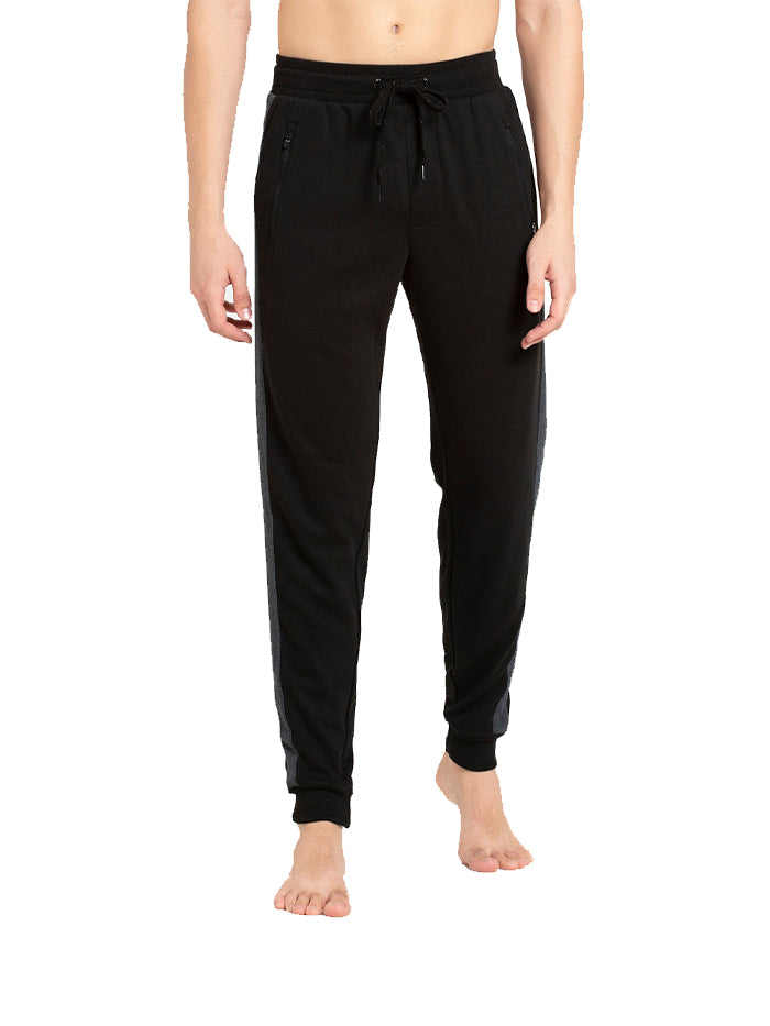 Men's Black & True Black Cotton Joggers