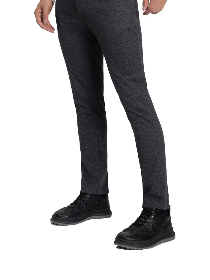 Men&#39;s Black Cotton Rich Slim Fit Solid Pants