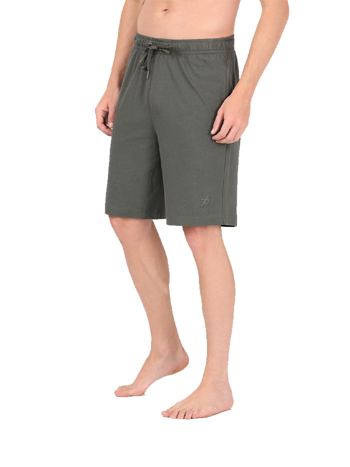 Men's Deep Olive Cotton Fit Solid Shorts