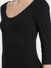 Women&#39;s Black Three Quarter Sleeve Thermal Top