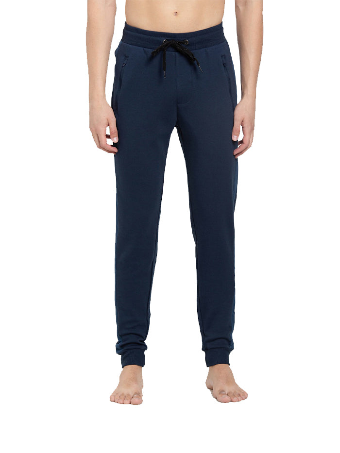 Men's Navy Cotton Rich Slim Fit Dual Tone Joggers