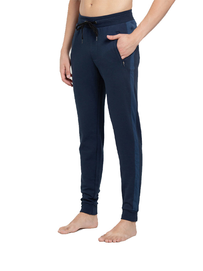 Men's Navy Cotton Rich Slim Fit Dual Tone Joggers