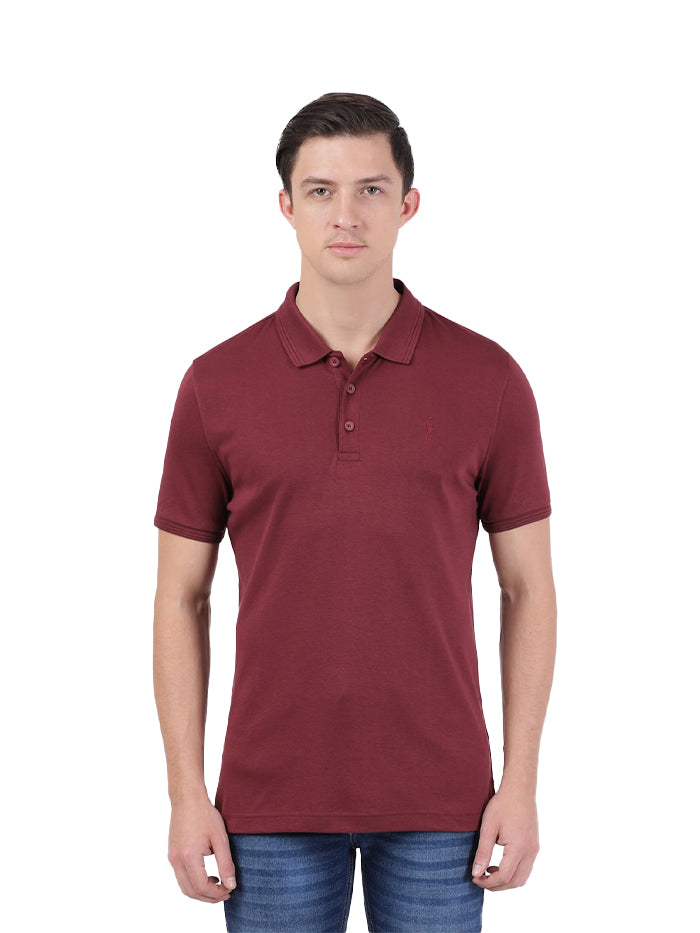 Men's Burgundy Half Sleeve Polo T-Shirt