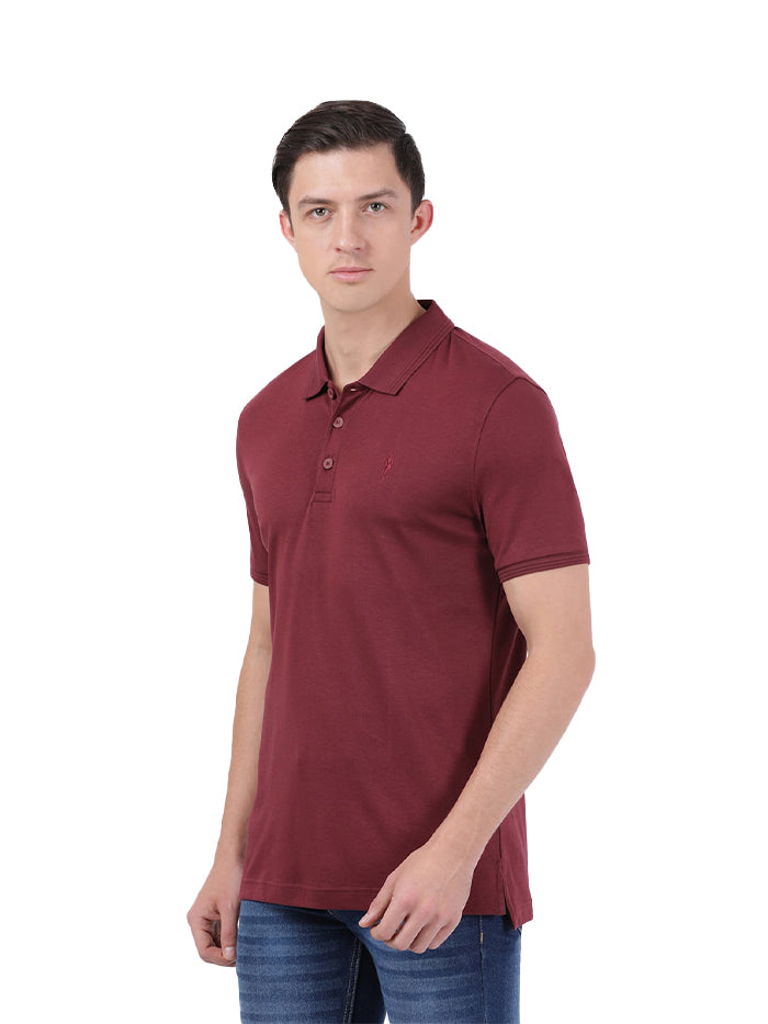 Men's Burgundy Half Sleeve Polo T-Shirt