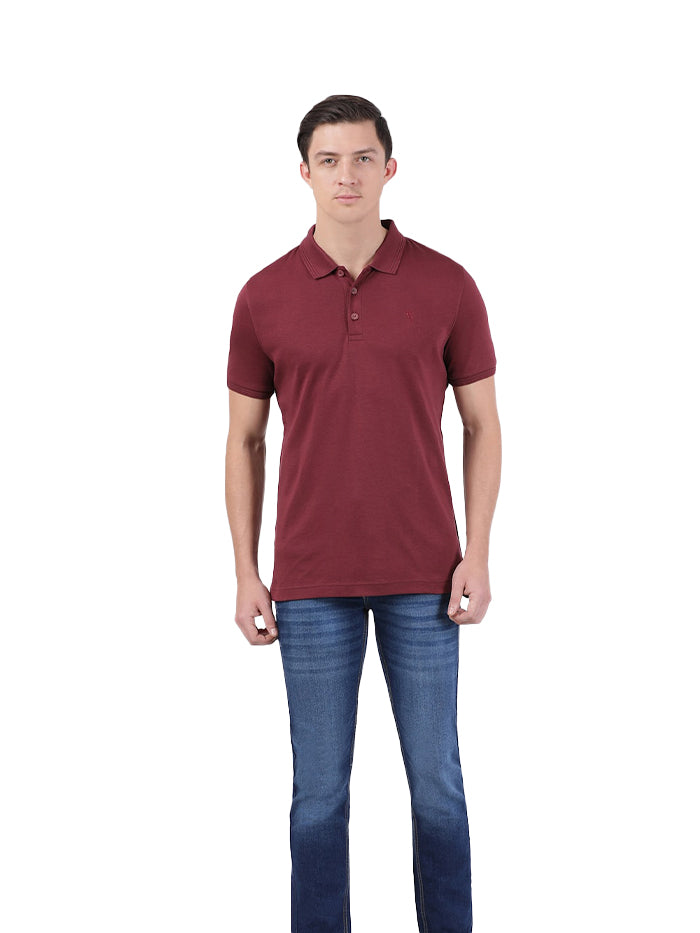 Men&#39;s Burgundy Half Sleeve Polo T-Shirt