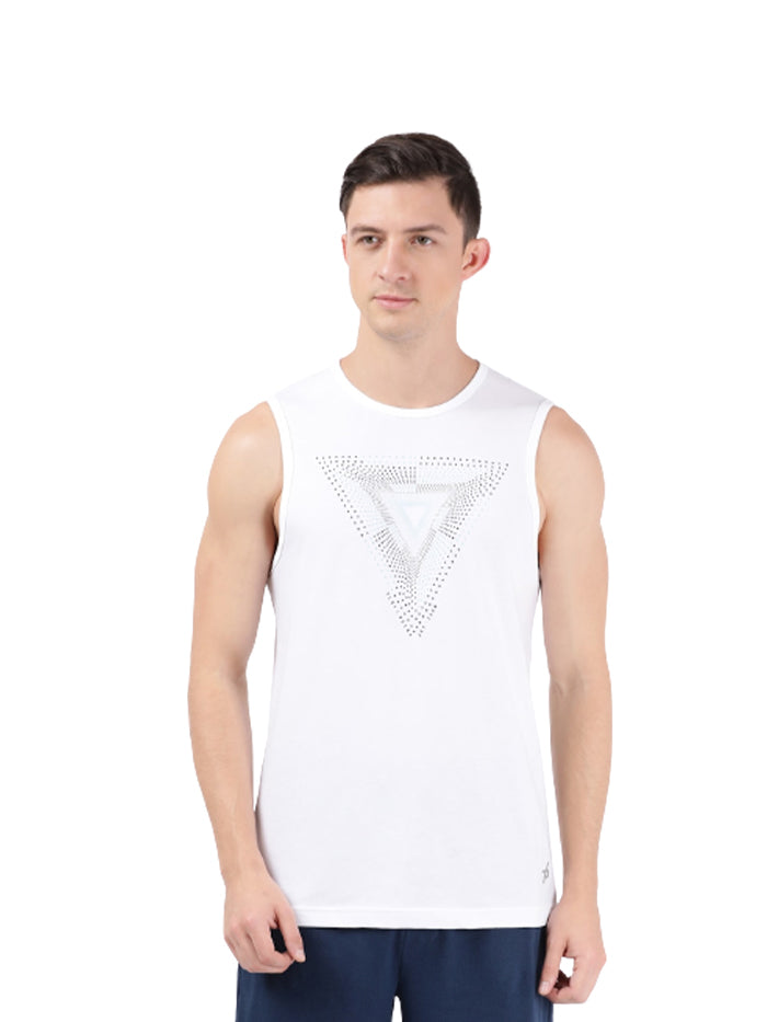 Men's White Super Cotton Graphic Printed