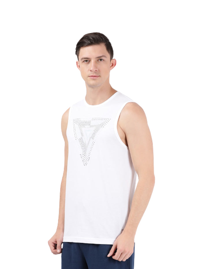 Men&#39;s White Super Cotton Graphic Printed
