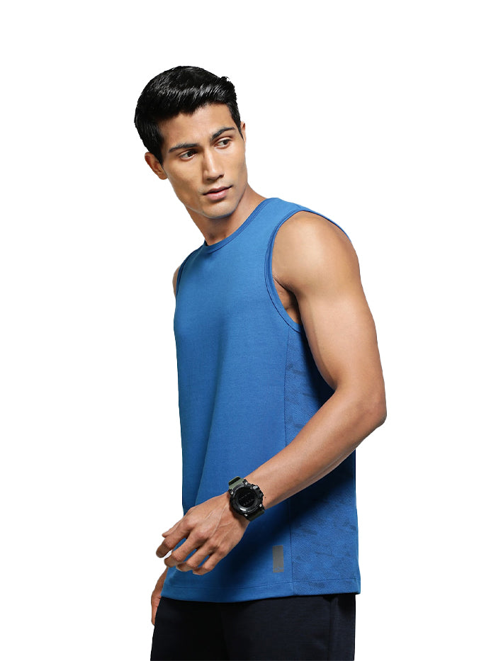 Men's Blue Combed Cotton Blend Breathable