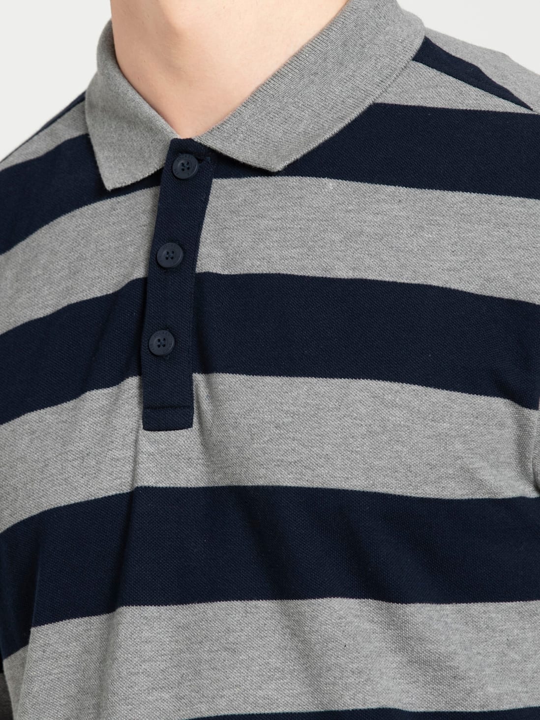 Men Cotton Rich Striped Polo T-Shirt