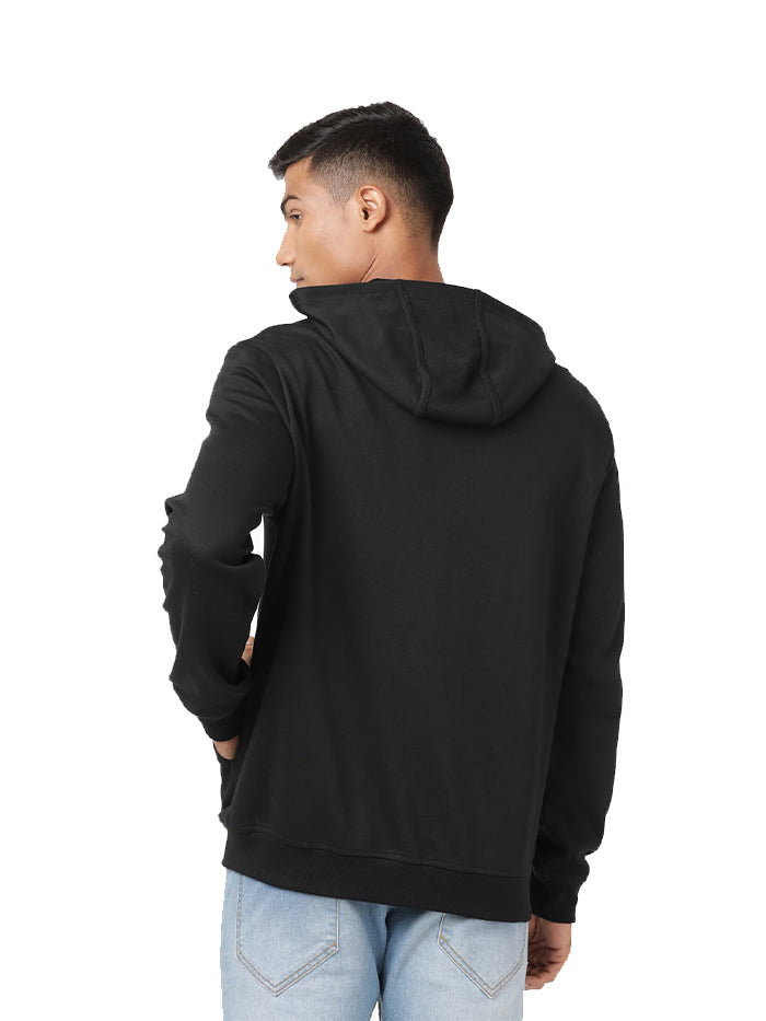 Men's Black Cotton Cuff Hoodie Jacket