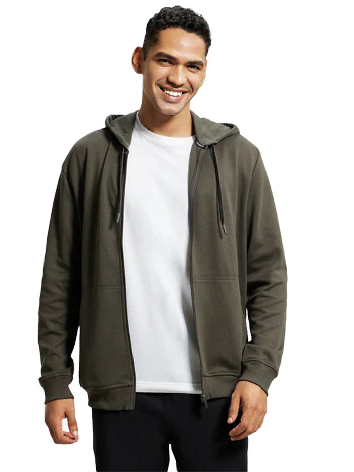 Super Combed Cotton Rich Pique Hoodie Jacket with Ribbed Cuffs