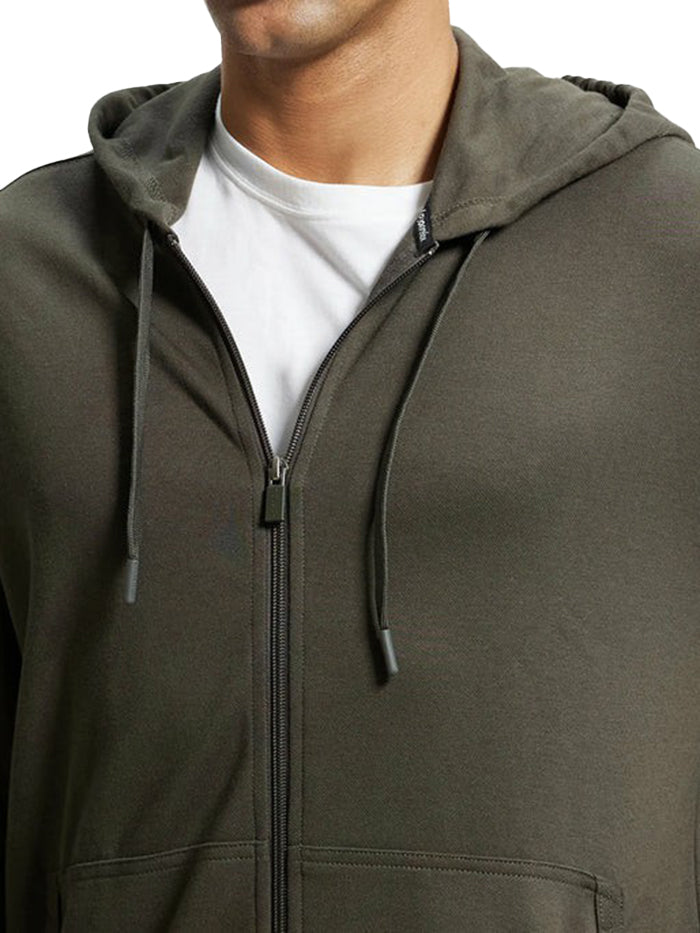 Super Combed Cotton Rich Pique Hoodie Jacket with Ribbed Cuffs