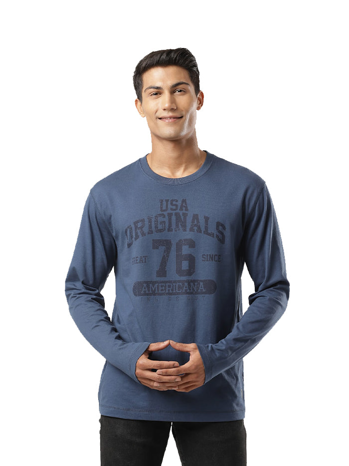 Men&#39;s Solid Round Neck Full Sleeve T-Shirt