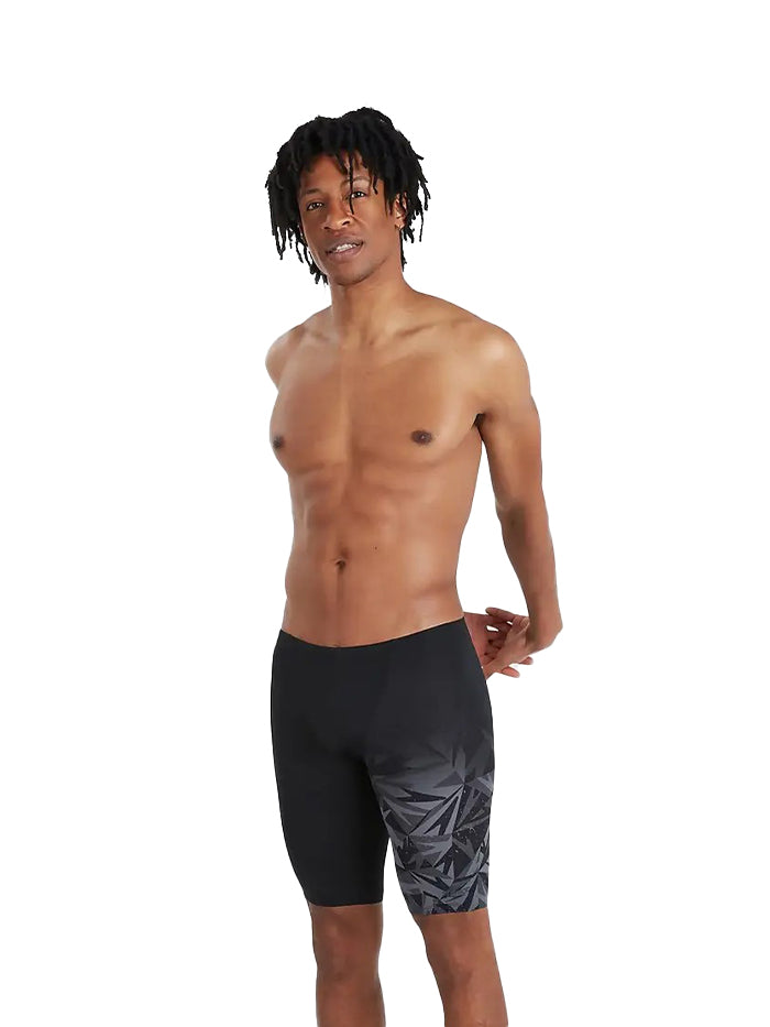 Speedo Men's Placement V-Cut Jammer Black Grey - 8097359023