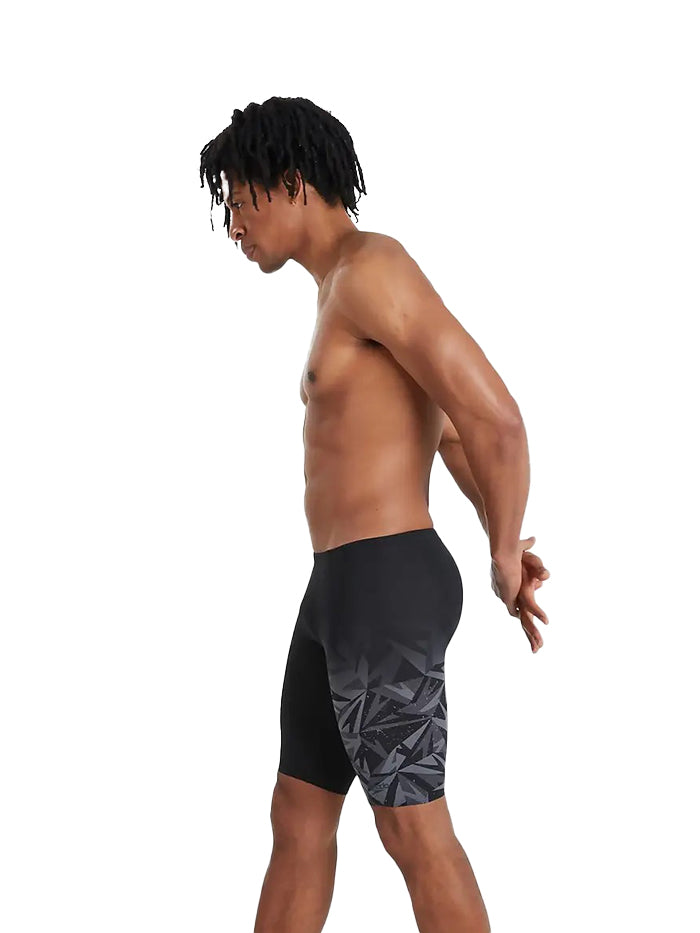 Speedo Men&#39;s Placement V-Cut Jammer Black Grey - 8097359023
