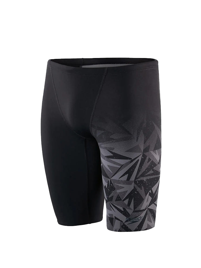 Speedo Men's Placement V-Cut Jammer Black Grey - 8097359023