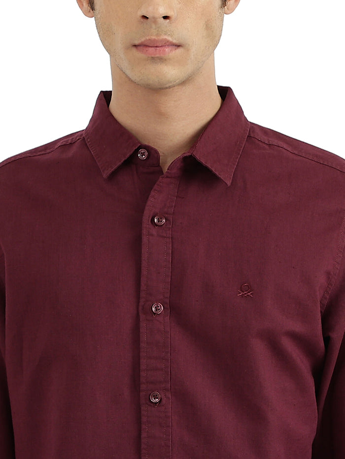 UNITED COLORS OF BENETTON MEN SOLID SPREAD COLLAR SHIRT