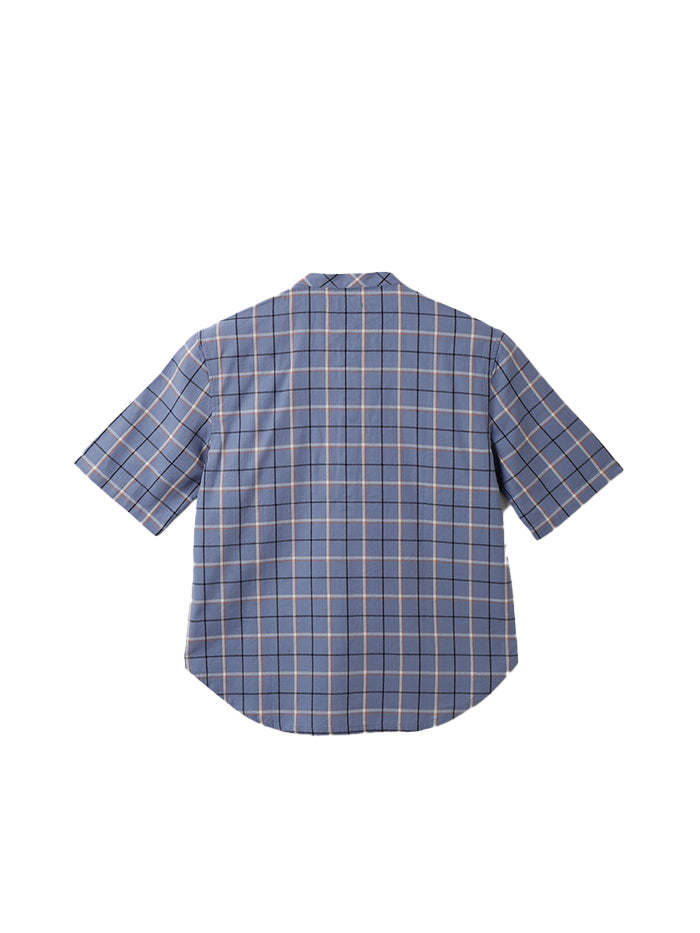 BOYS CHECKED MANDARIN COLLAR SHIRT